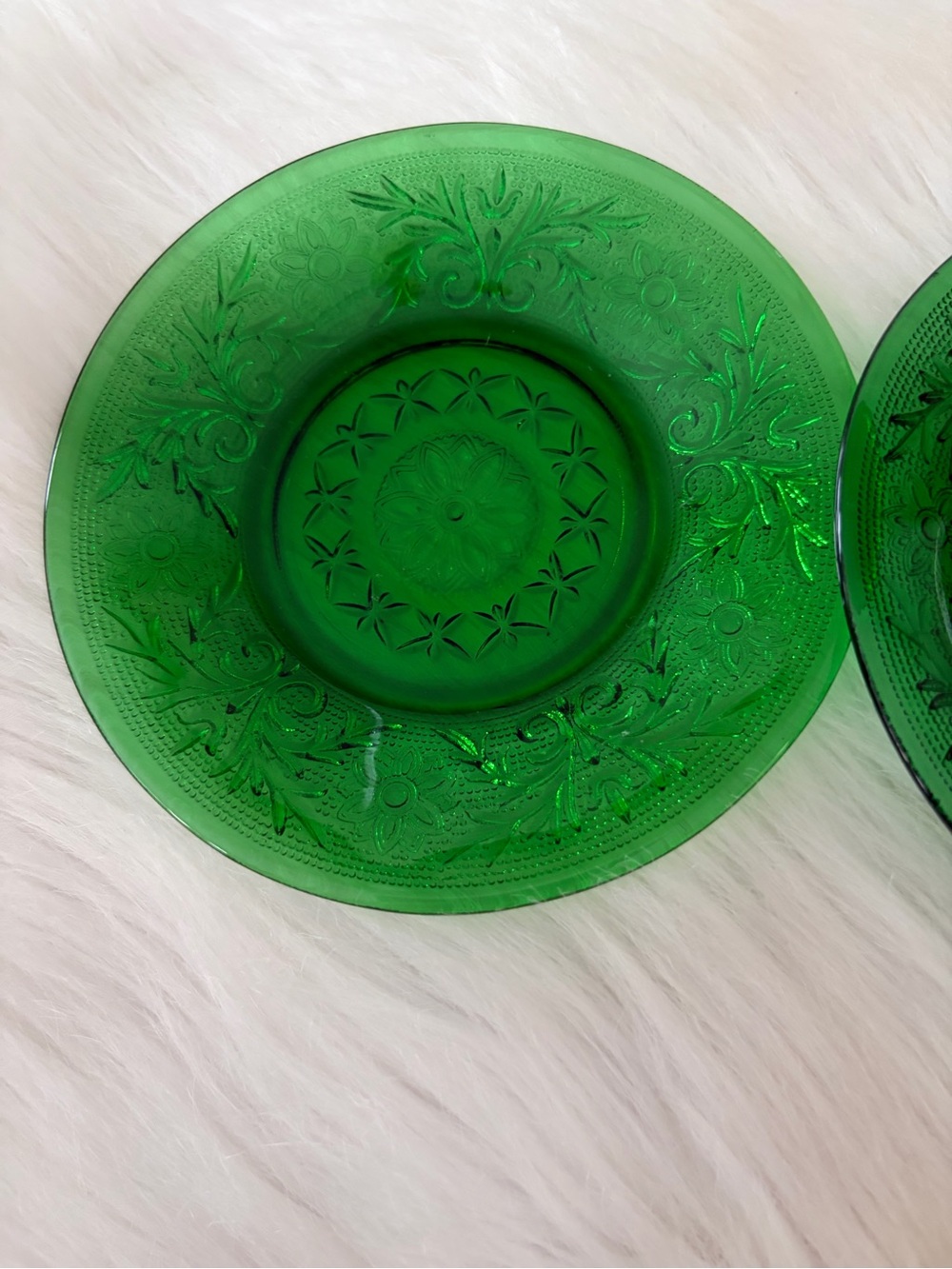 Set of 4 Vintage Anchor Hocking forest green custard/butter pats